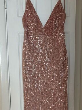 Hello Molly Sequin Trim Dress in Blush